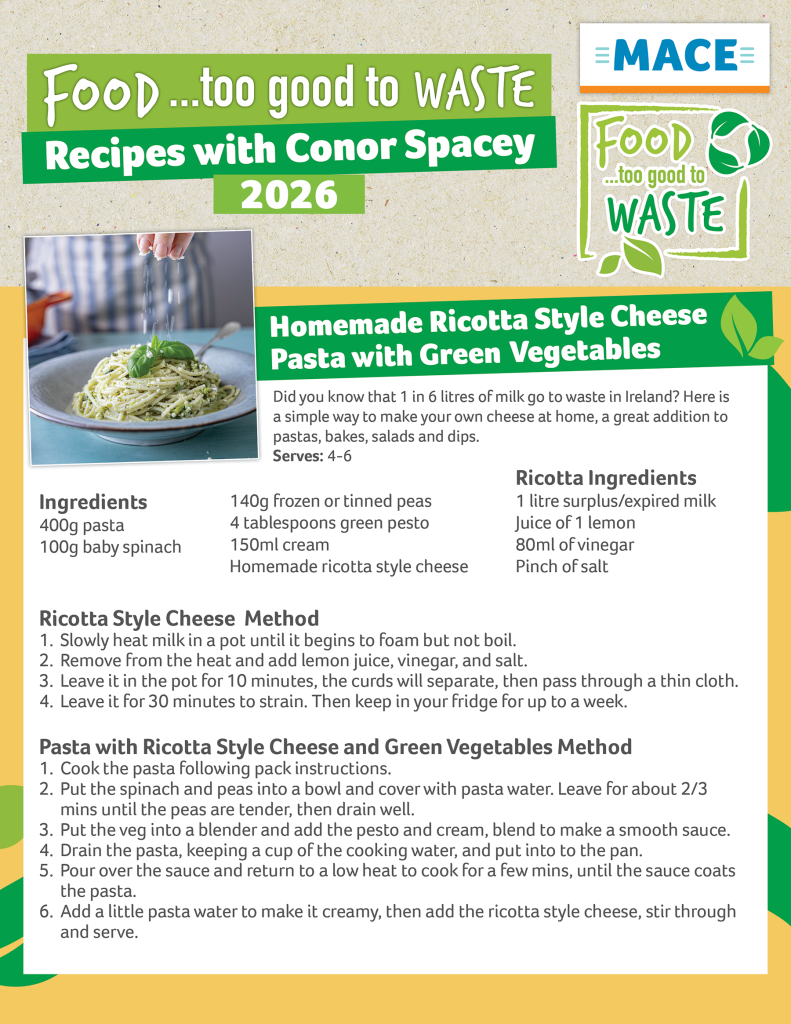 Recipe for Ricotta style past with green vegetables.